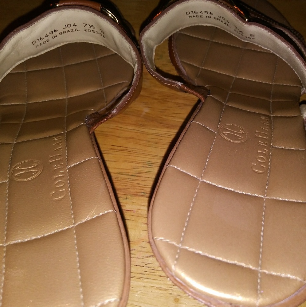 Cole Haan Brown Leather Slide In Wedge - Picture 6 of 6